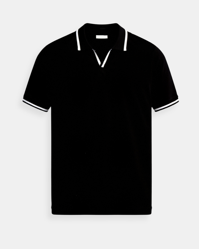 Men’s Slim Fit Polo Shirt – Short Sleeves – Contrast Detailing – Tailored Look