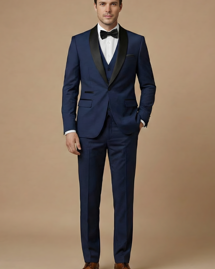 Men’s Slim Fit Three-Piece Suit – Tailored Jacket, Waistcoat and Trousers for Weddings and Formal Occasions