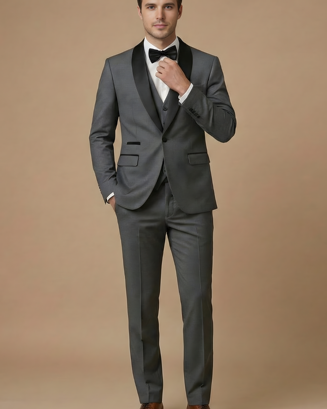 Men’s Slim Fit Three-Piece Suit – Tailored Jacket, Waistcoat and Trousers for Weddings and Formal Occasions