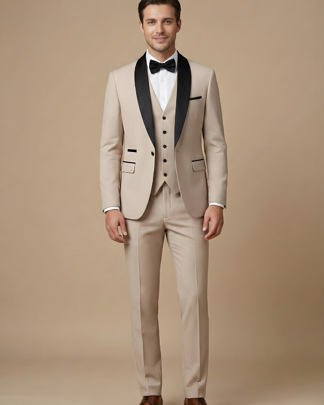 Men’s Slim Fit Three-Piece Suit – Tailored Jacket, Waistcoat and Trousers for Weddings and Formal Occasions