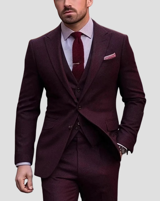 Men’s Slim Fit Three-Piece Suit – Tailored, Notch Lapel