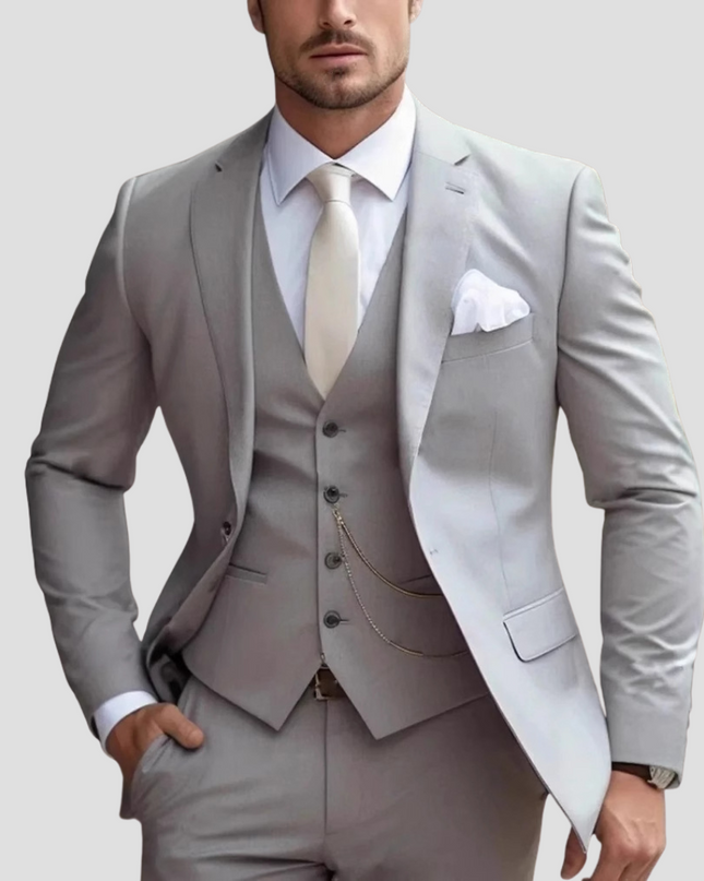 Men’s Slim Fit Three-Piece Suit – Tailored, Notch Lapel