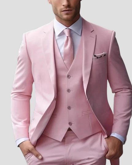 Men’s Slim Fit Three-Piece Suit – Tailored, Notch Lapel