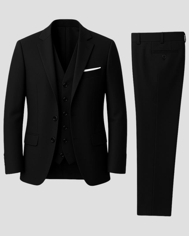 Men’s Slim Fit Three-Piece Suit – Tailored, Notch Lapel