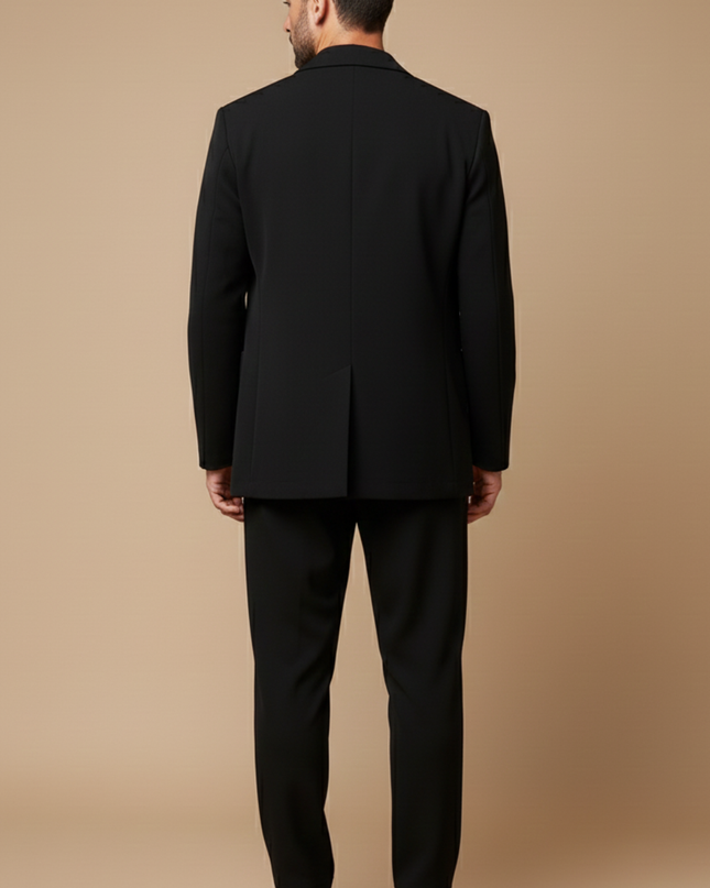 Men’s Slim Fit Two-Piece Suit – Double-Breasted Blazer with Peak Lapels and Tailored Trousers for Smart Occasions