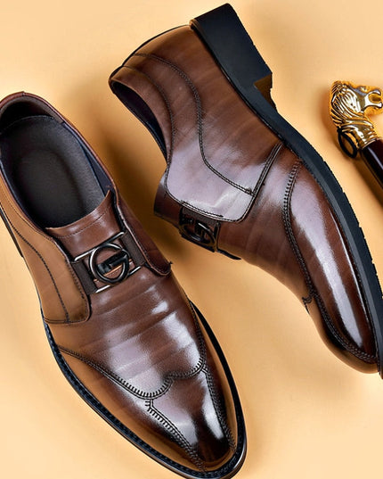 Men’s Slip-On Dress Shoes with Wingtip Detailing – Formal & Business Wear