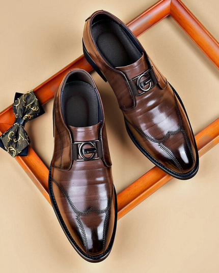 Men’s Slip-On Dress Shoes with Wingtip Detailing – Formal & Business Wear