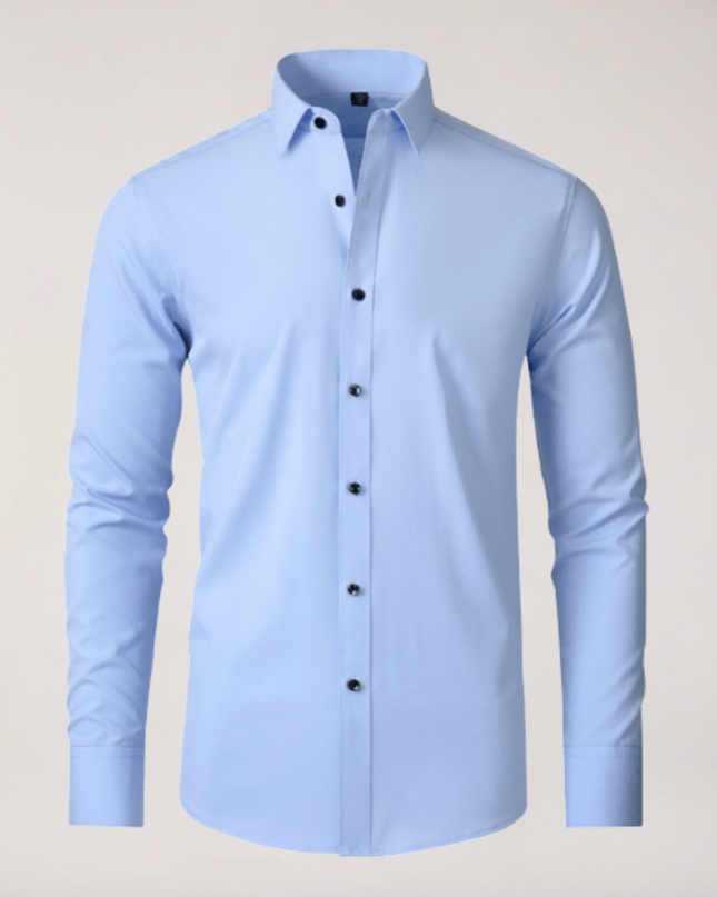 Men's Stretch Button-Up Shirt – Slim Fit Long Sleeve Dress Shirt for Business & Casual Wear