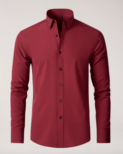 Men's Stretch Button-Up Shirt – Slim Fit Long Sleeve Dress Shirt for Business & Casual Wear