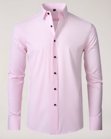 Men's Stretch Button-Up Shirt – Slim Fit Long Sleeve Dress Shirt for Business & Casual Wear