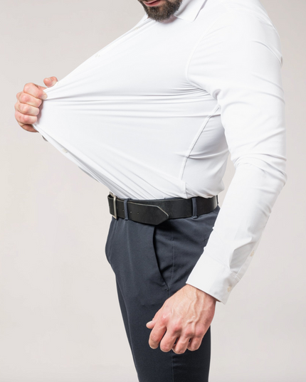 Men's Stretch Button-Up Shirt – Slim Fit Long Sleeve Dress Shirt for Business & Casual Wear