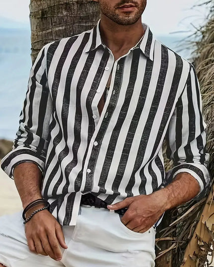 Men’s Striped Casual Shirt – Lightweight Long Sleeve Shirt for Everyday Wear