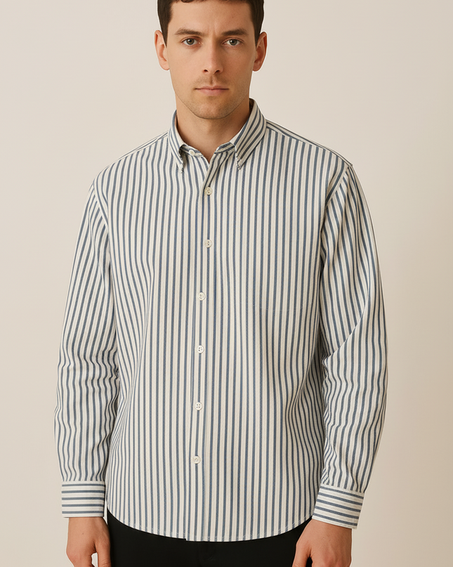 Men’s Striped Long Sleeve Shirt – All-Season