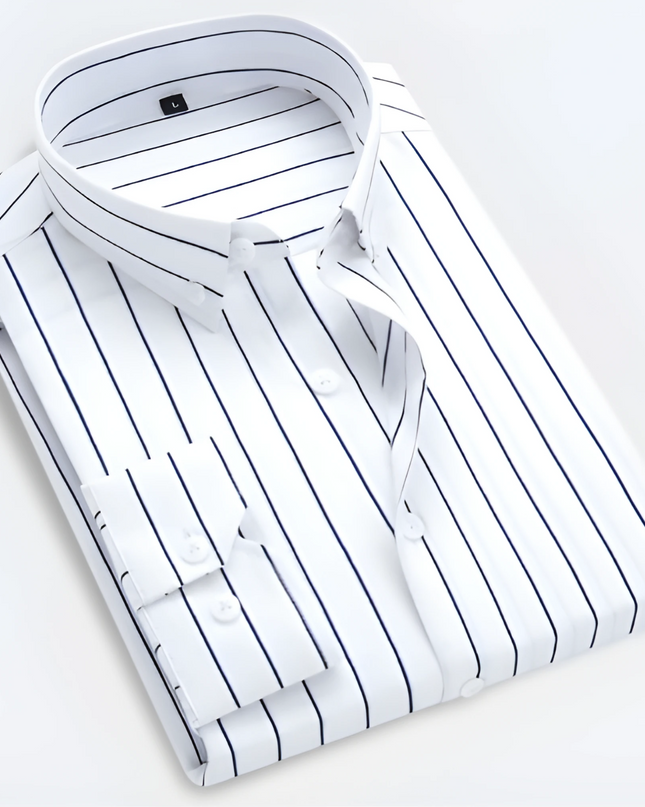 Men’s Striped Long Sleeve Shirt – Smart Casual Button-Up in Multiple Colours