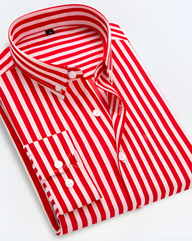 Men’s Striped Long Sleeve Shirt – Smart Casual Button-Up in Multiple Colours
