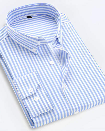 Men’s Striped Long Sleeve Shirt – Smart Casual Button-Up in Multiple Colours