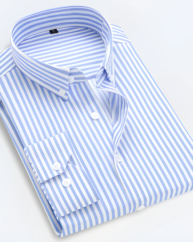 Men’s Striped Long Sleeve Shirt – Smart Casual Button-Up in Multiple Colours