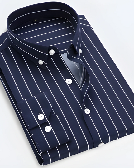 Men’s Striped Long Sleeve Shirt – Smart Casual Button-Up in Multiple Colours