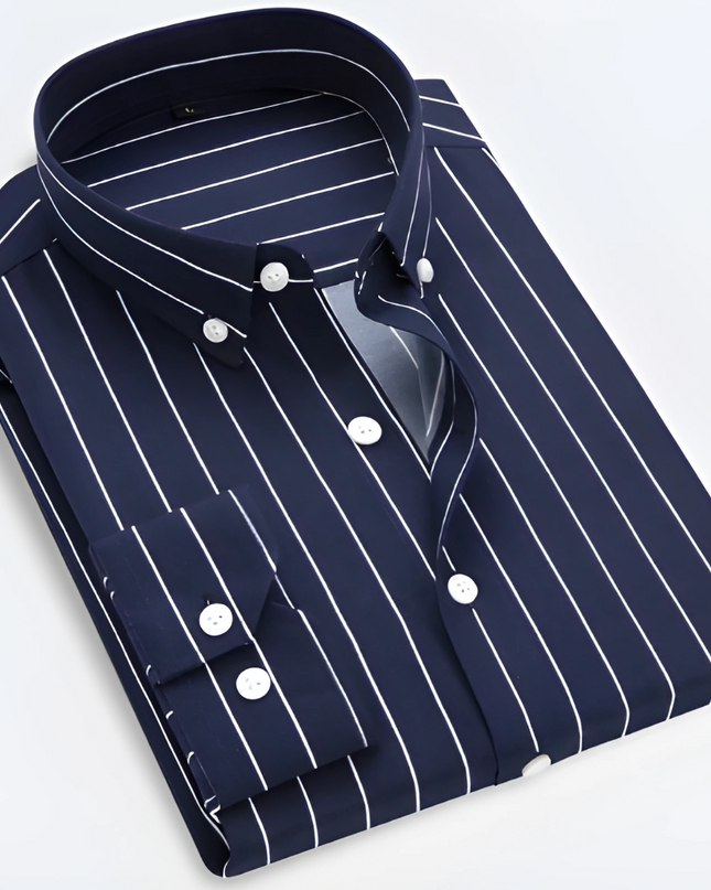 Men’s Striped Long Sleeve Shirt – Smart Casual Button-Up in Multiple Colours
