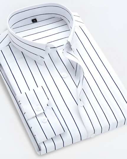 Men’s Striped Long Sleeve Shirt – Smart Casual Button-Up in Multiple Colours