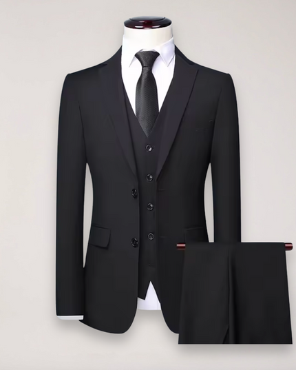 Men’s Three-Piece Formal Suit – Tailored Fit Blazer, Waistcoat, and Trousers