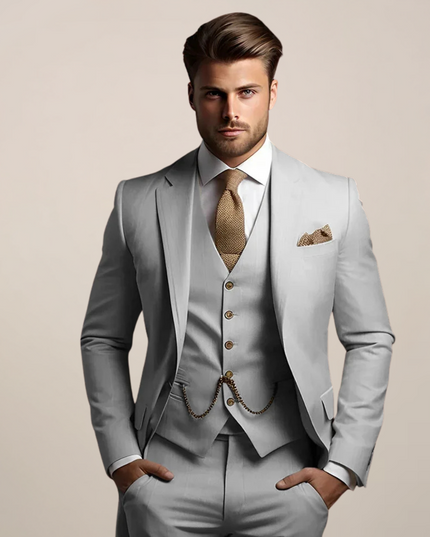 Men’s Three-Piece Slim Fit Suit – Wedding Tuxedo