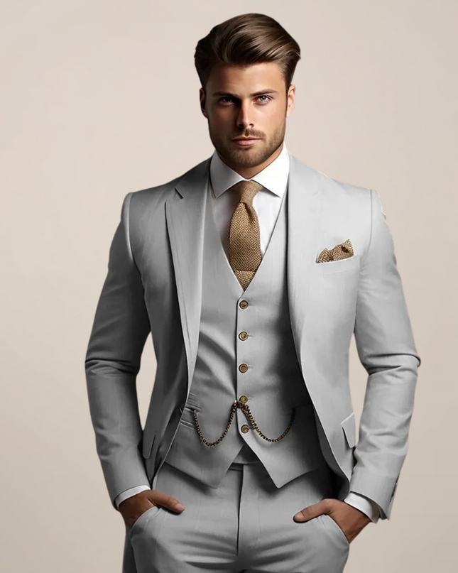 Men’s Three-Piece Slim Fit Suit – Wedding Tuxedo