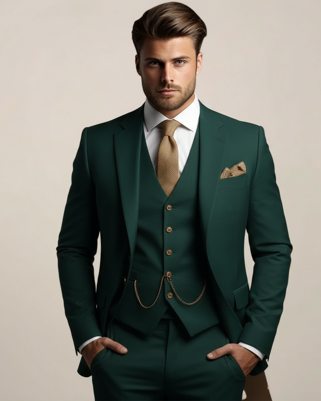 Men’s Three-Piece Slim Fit Suit – Wedding Tuxedo