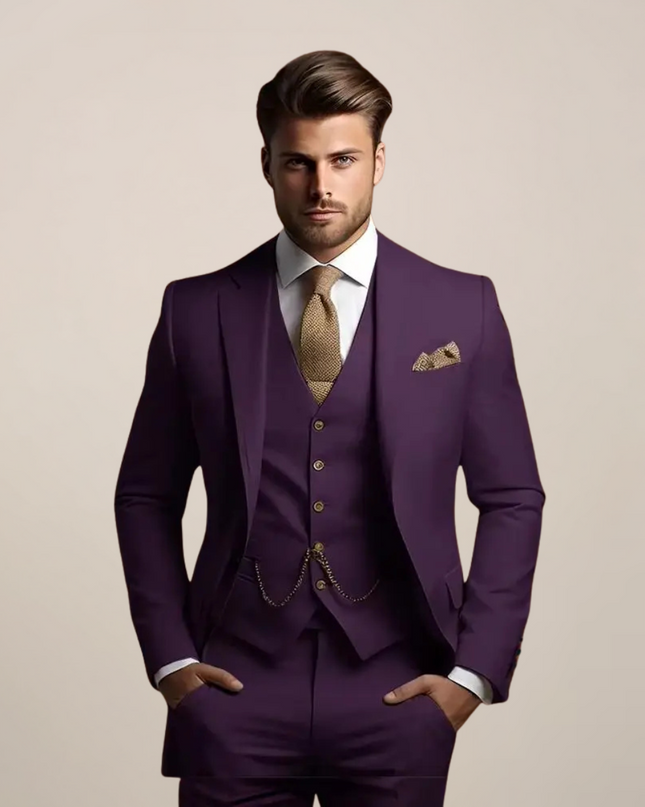 Men’s Three-Piece Slim Fit Suit – Wedding Tuxedo