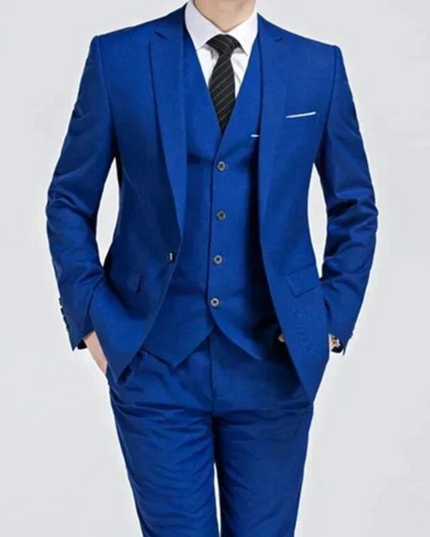 Men’s Three-Piece Suit – Single-Button Black Formal Set