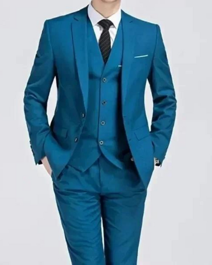 Men’s Three-Piece Suit – Single-Button Black Formal Set