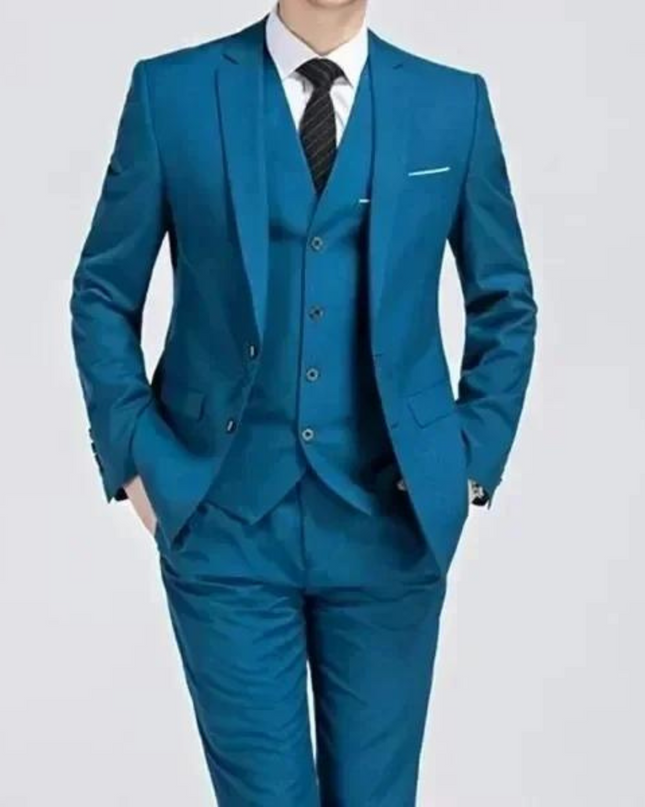 Men’s Three-Piece Suit – Single-Button Black Formal Set