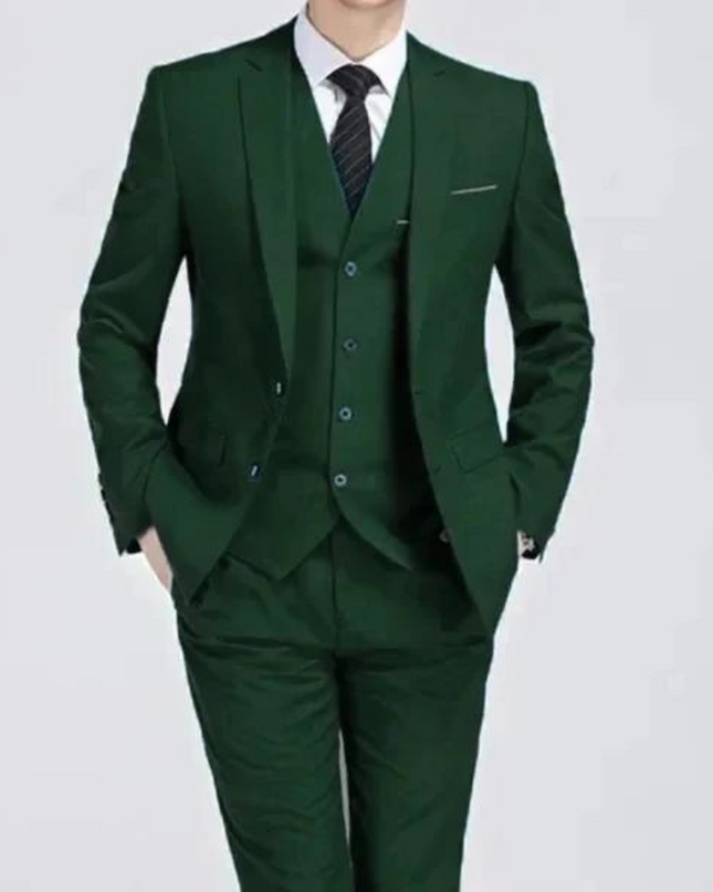 Men’s Three-Piece Suit – Single-Button Black Formal Set