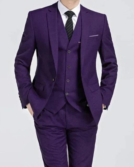Men’s Three-Piece Suit – Single-Button Black Formal Set