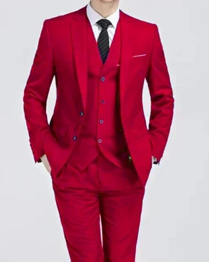 Men’s Three-Piece Suit – Single-Button Black Formal Set