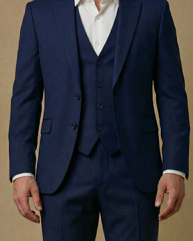 Men’s Three-Piece Wedding Guest Suit – Tailored Slim Fit Jacket, Waistcoat and Trousers for Formal Celebrations