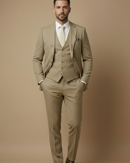 Men’s Three-Piece Wedding Guest Suit – Tailored Slim Fit Jacket, Waistcoat and Trousers for Formal Celebrations