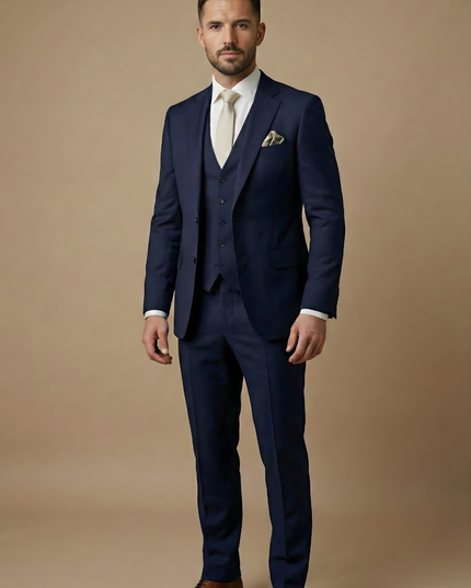 Men’s Three-Piece Wedding Guest Suit – Tailored Slim Fit Jacket, Waistcoat and Trousers for Formal Celebrations