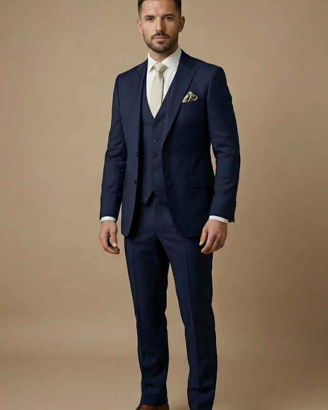 Men’s Three-Piece Wedding Guest Suit – Tailored Slim Fit Jacket, Waistcoat and Trousers for Formal Celebrations