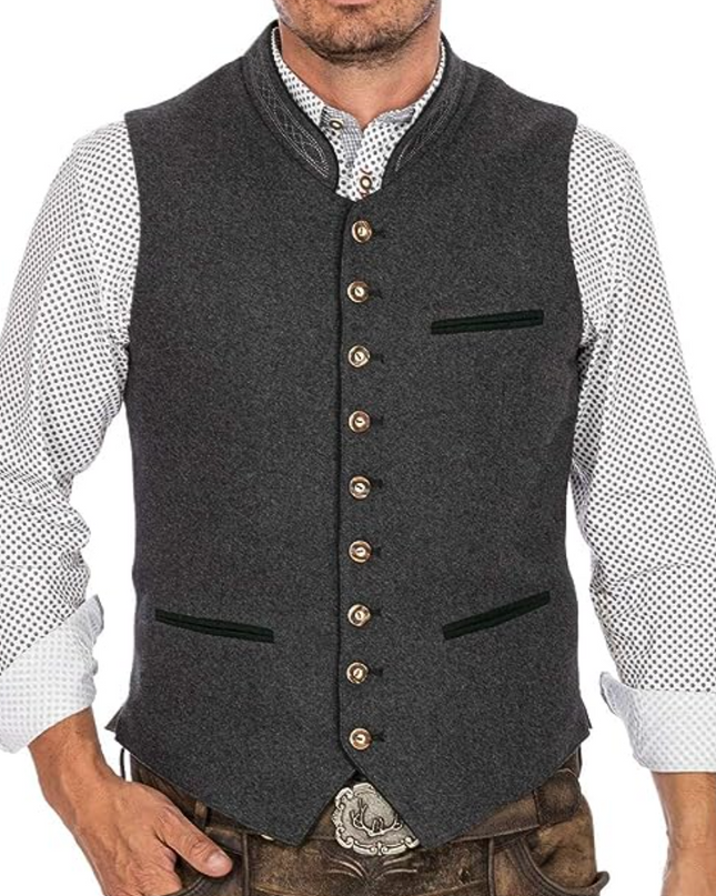Men’s Traditional Dress Waistcoat – Embroidered Heritage Gilet