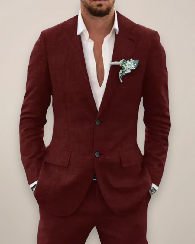 Men’s Two-Piece Linen Suit – Single Breasted Elegant Spring/Summer Set