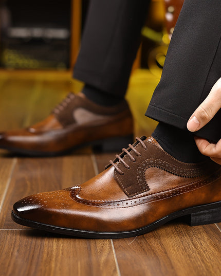 Men’s Two-Tone Brogue Oxford Shoes – Wingtip Elegance for Formal Settings