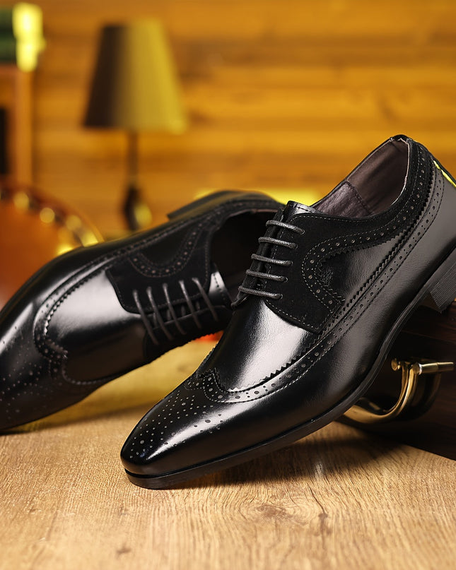 Men’s Two-Tone Brogue Oxford Shoes – Wingtip Elegance for Formal Settings