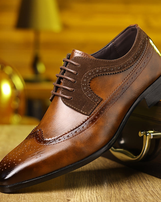 Men’s Two-Tone Brogue Oxford Shoes – Wingtip Elegance for Formal Settings