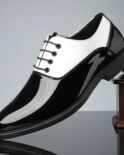 Men’s Two-Tone Patent Lace-Up Dress Shoes - Preppy Style