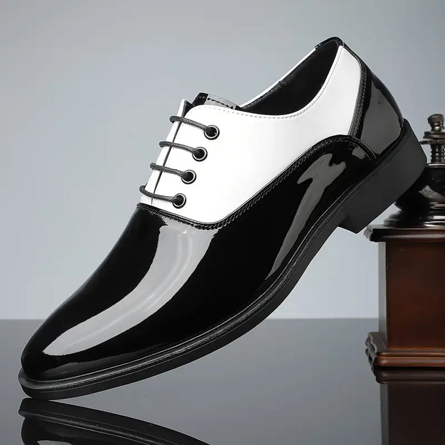 Men’s Two-Tone Patent Lace-Up Dress Shoes - Preppy Style