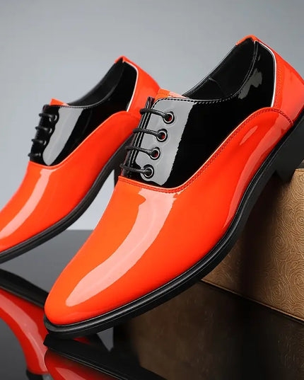Men’s Two-Tone Patent Lace-Up Dress Shoes - Preppy Style