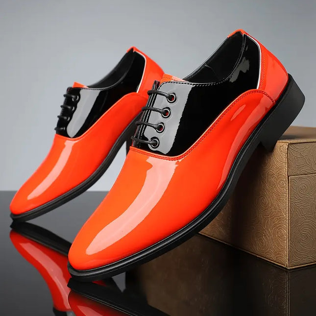 Men’s Two-Tone Patent Lace-Up Dress Shoes - Preppy Style
