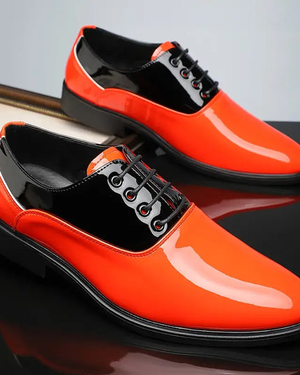 Men’s Two-Tone Patent Lace-Up Dress Shoes - Preppy Style