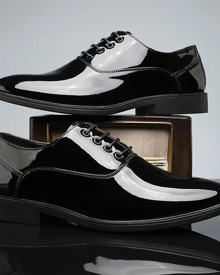 Men’s Two-Tone Patent Lace-Up Dress Shoes - Preppy Style